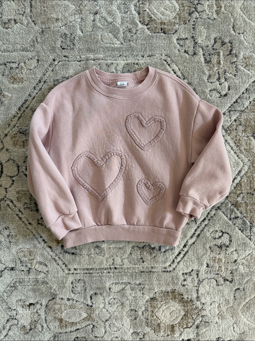 Gap Girls 4T Soft Pink Heart Appliqué Sweatshirt